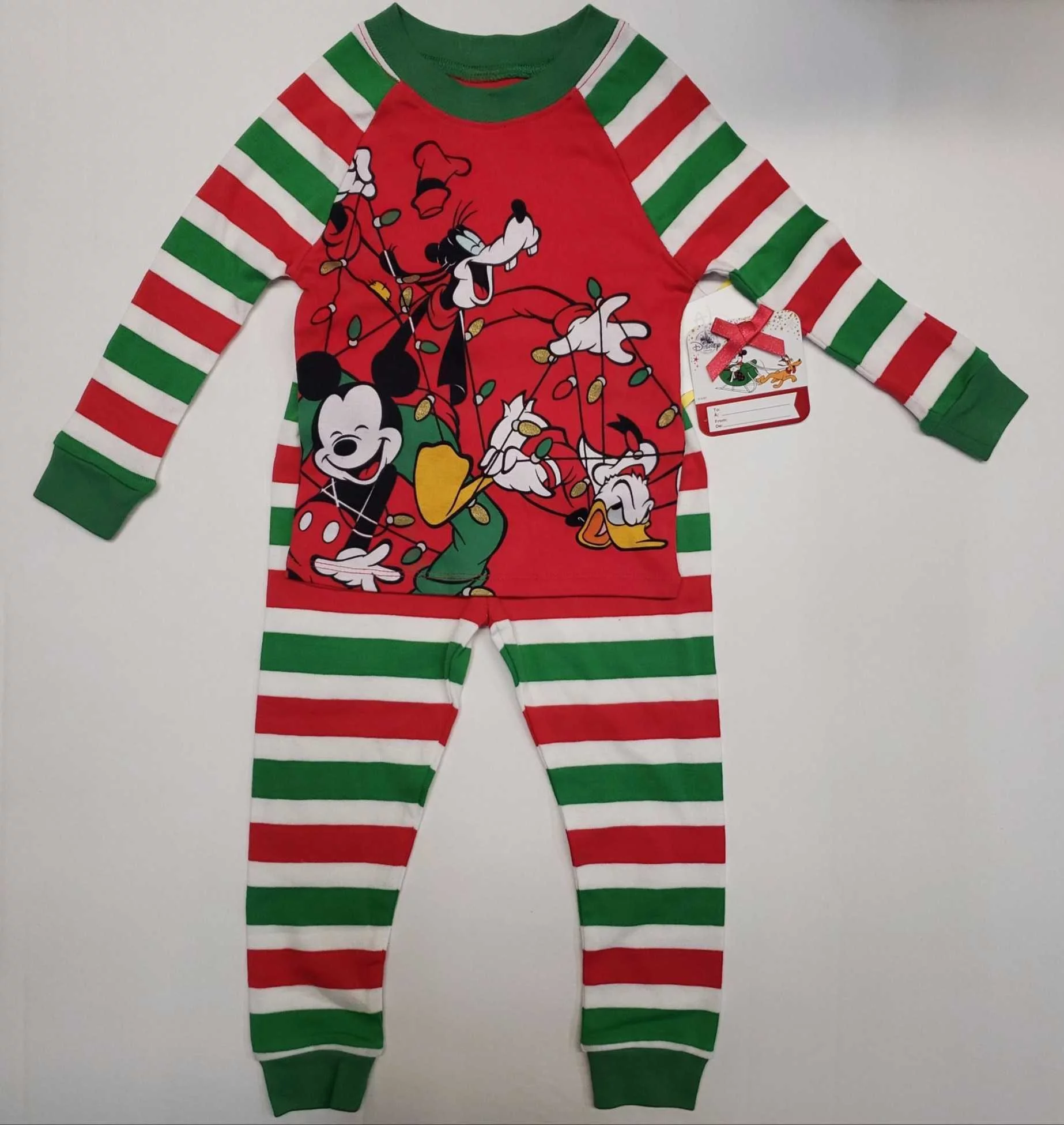 Mickey Mouse Christmas Pajamas Mickey Pluto And Donald 2-Piece PJ Set.