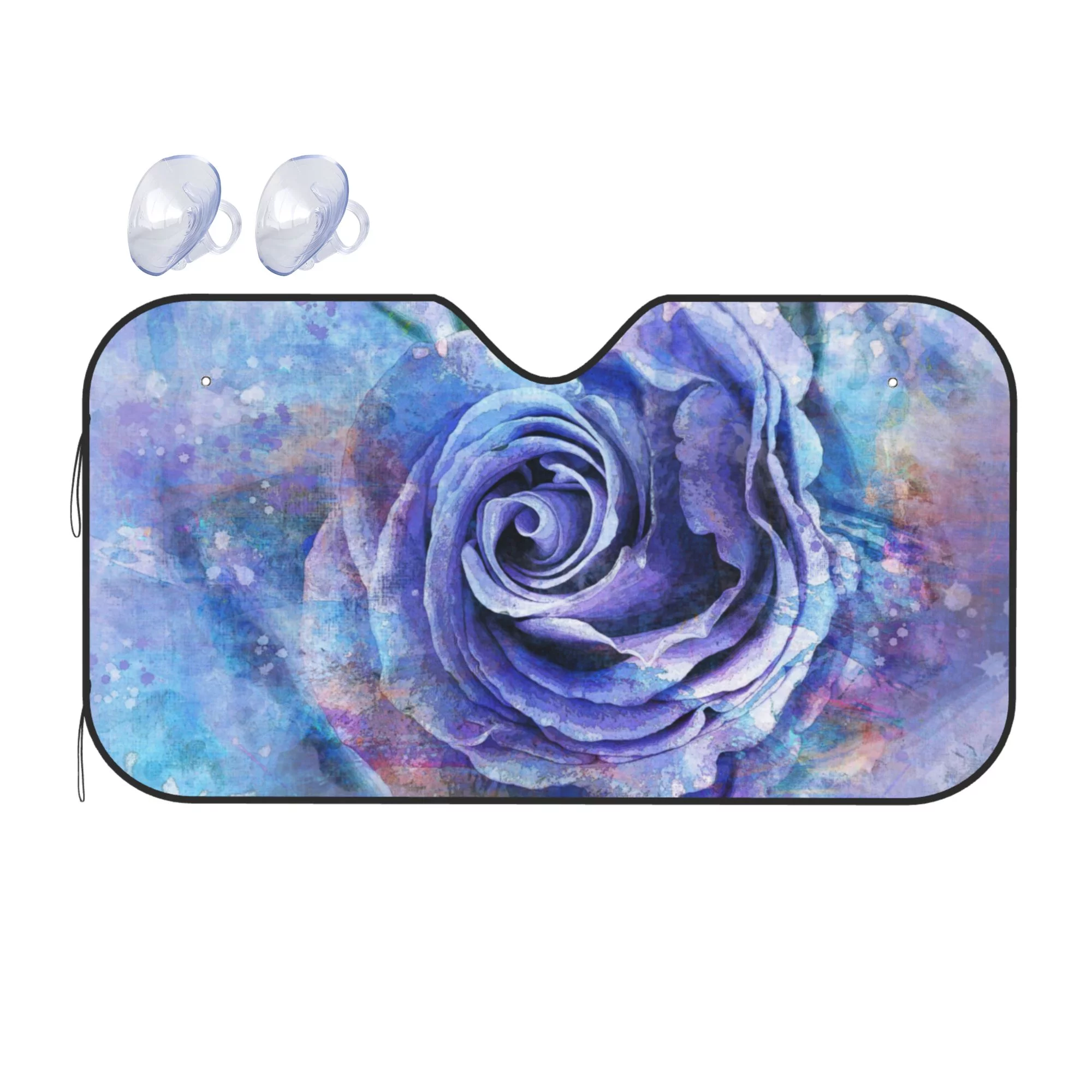 YFYANG Front Windshield Sun Shade, Purple Watercolor Roses Foldable Car Visor for Cars, Trucks, SUVs, Small