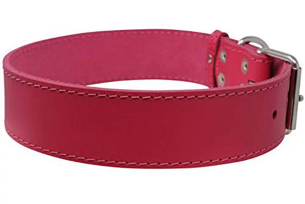Genuine Leather Dog Collar Pink 7 Colors (18