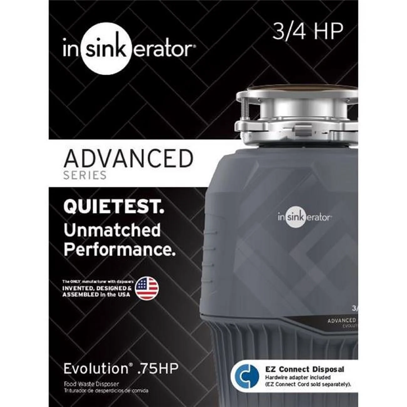 InSinkErator 80021-ISE Evolution Garbage Disposal, 3-Stage MultiGrind Technology, .75 HP - Quantity 1