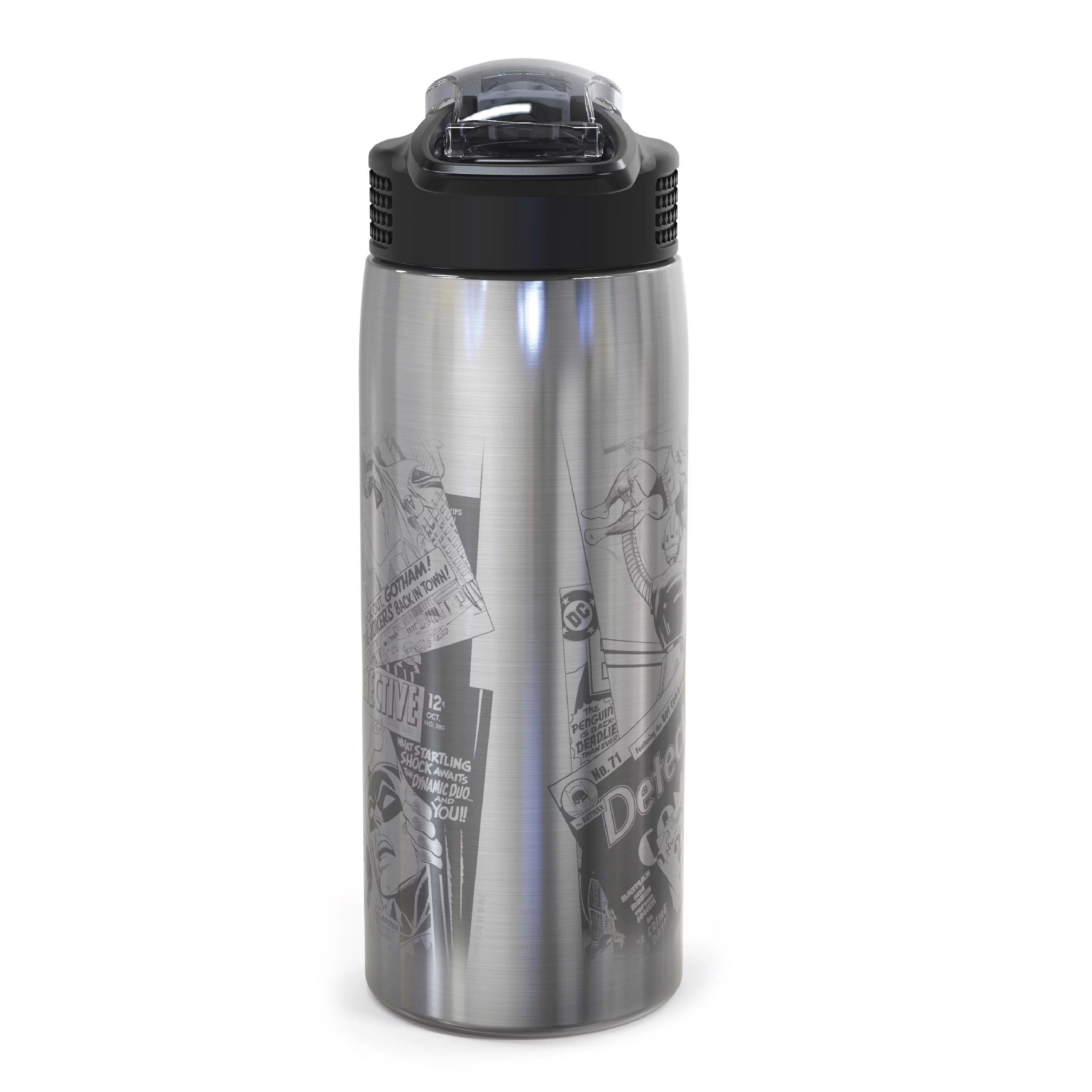 Zak Designs 27 oz. DC Comics Stainless Steel Water Bottle with Flip-up Straw Spout, Batman