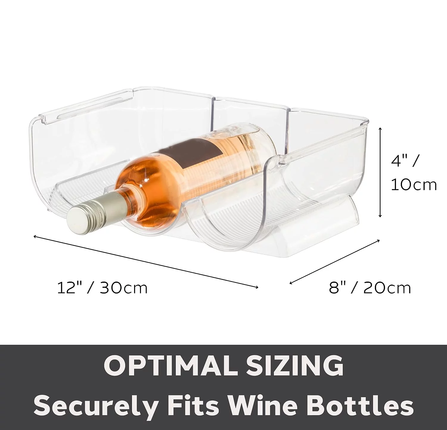 2 Packs Water Bottle Organizer Holders, Kitchen Pantry Refrigerator Organization and Storage Bins, Plastic Stackable Water Bottle Holders, Each Rack Holds 3 Containers (Clear)