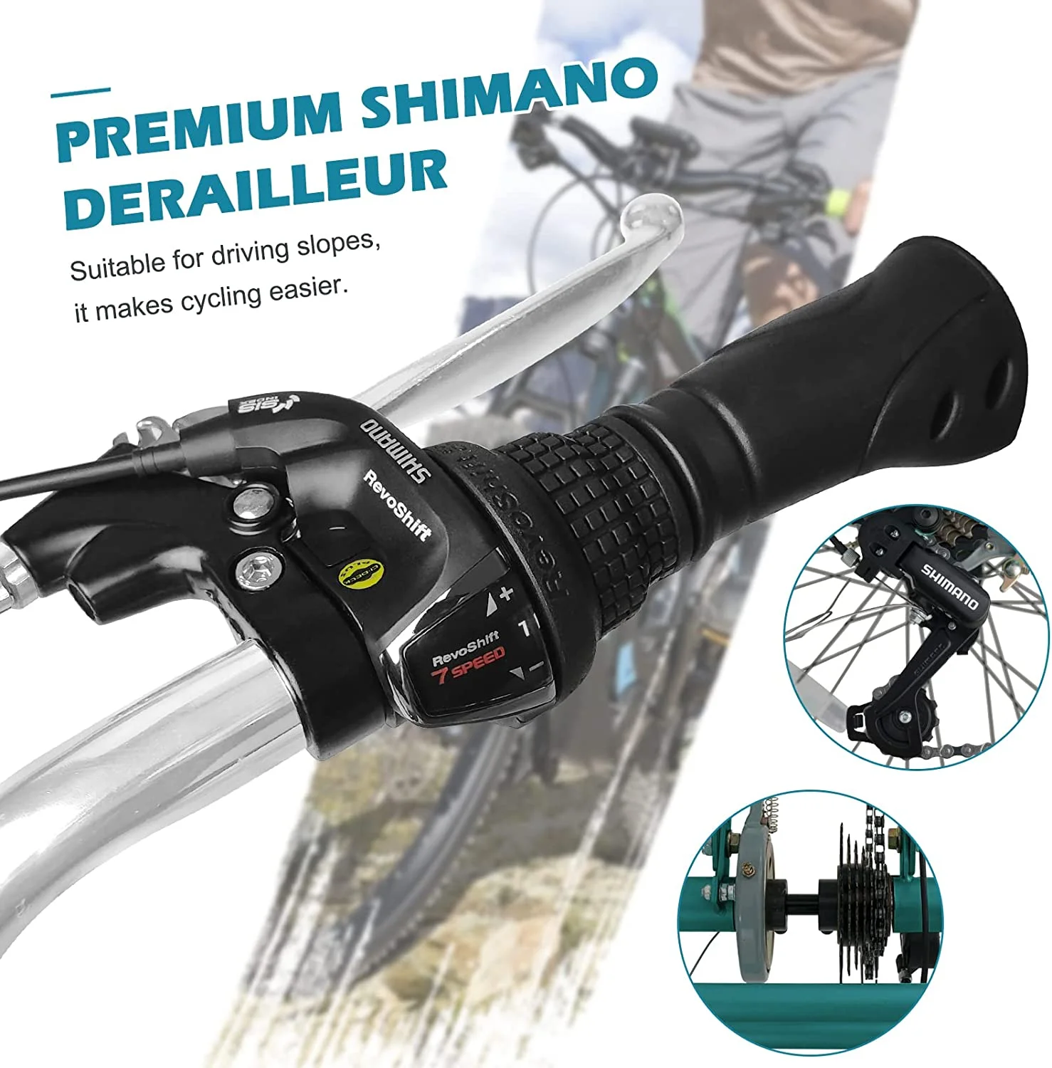 MOONCOOL Adult Tricycle Bike, Upgarded Wider 7 Speed 24 & 26-Inch Three Wheel Bike Cruise Trike, Low Step-Through with Backrest & Cargo Basket