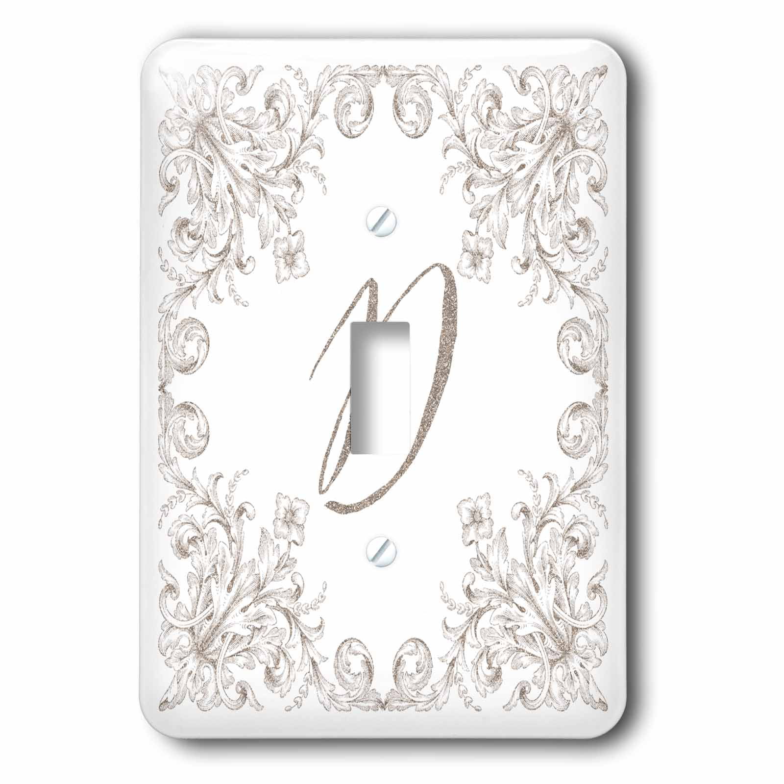3dRose Letter D Personal Luxury Vintage Glitter Monogram-Personalized Initial - Single Toggle Switch (lsp_275303_1)