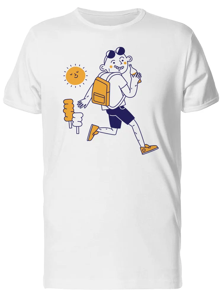 Funny Man Walking And Drinking T-Shirt Men -Image by Shutterstock, Male Large