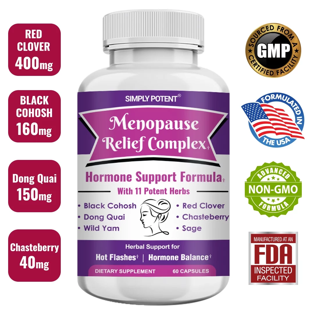 Hormone Balance for Women PMS & Menopause Relief Support Pills, Ease Female All Stages Hormonal Imbalance w Natural Herbal Supplements, Black Cohosh Red Clover Dong Quai Soy Isoflavones Complex