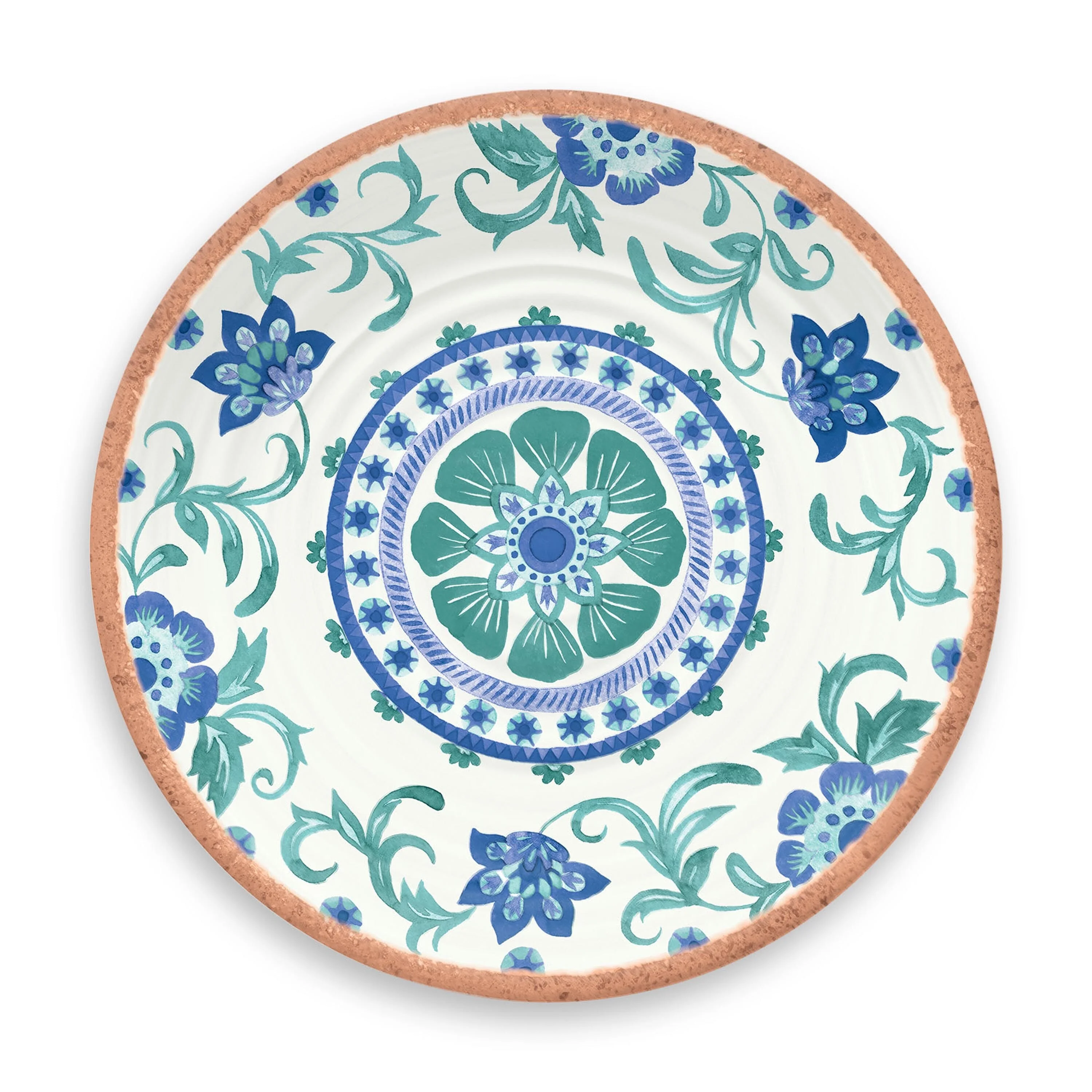 Abode Homewares by TarHong Rio Turquoise Floral Salad Plate, 8.5x 0.8
