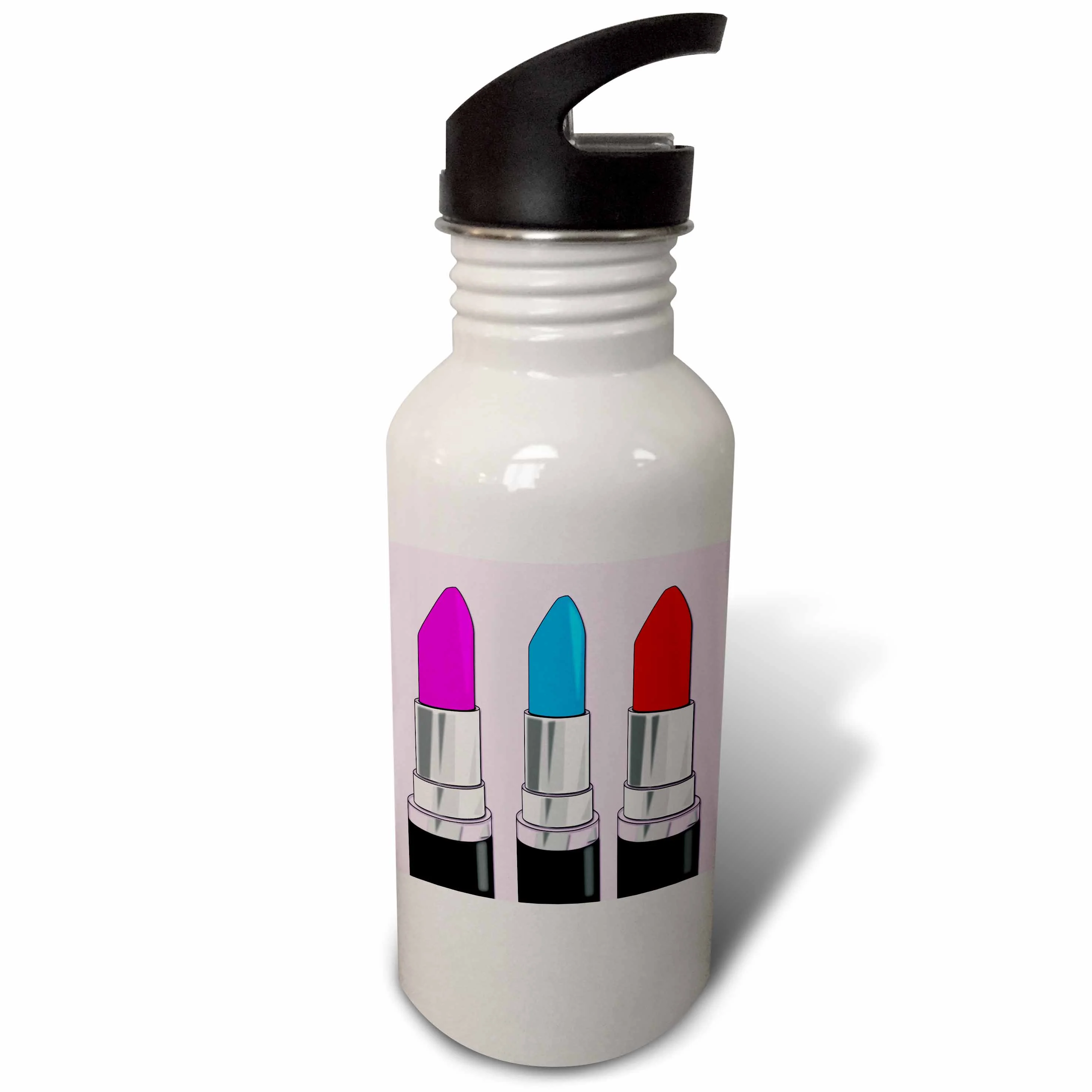 3dRose Lipstick. Colorful image. Pink. Popular lipstick image., Sports Water Bottle, 21oz