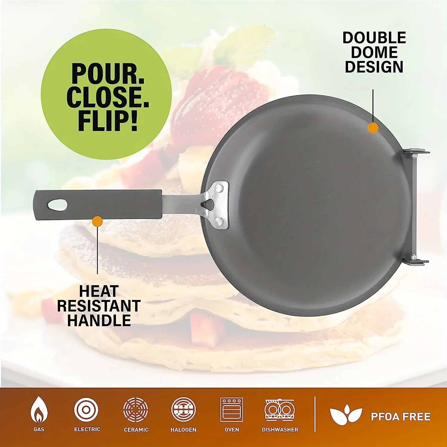 1pc Steel Double Pan, The Perfect Pancake Maker, Nonstick Easy To Flip Pan, Double Sided Frying Pan For Fluffy Pancakes, Omelets, Cooking Eggs Frittatas & More! Pancake Pan Dishwasher Safe Large, Cook