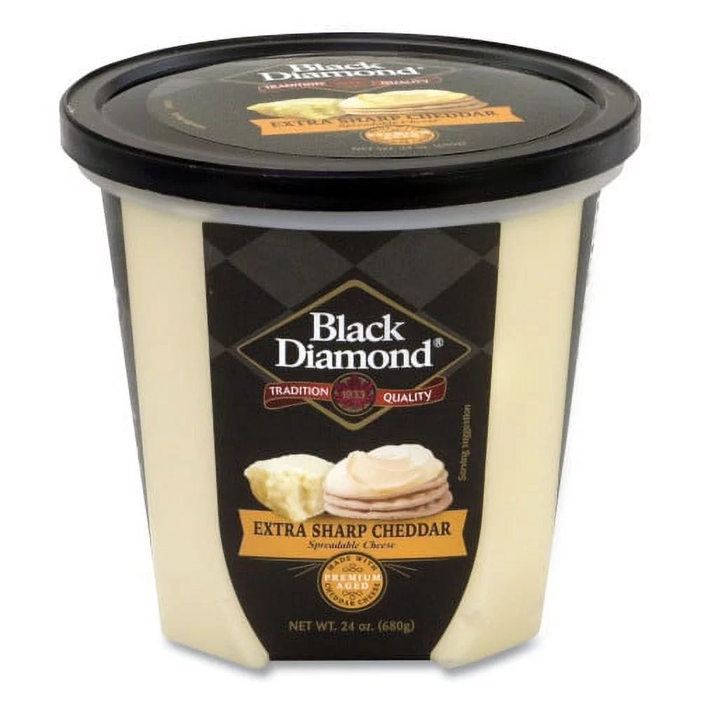 Black Diamond Extra Sharp White Cheddar Cheese Spread, 24 oz Tub, Ships in 1-3 Business Days, Each