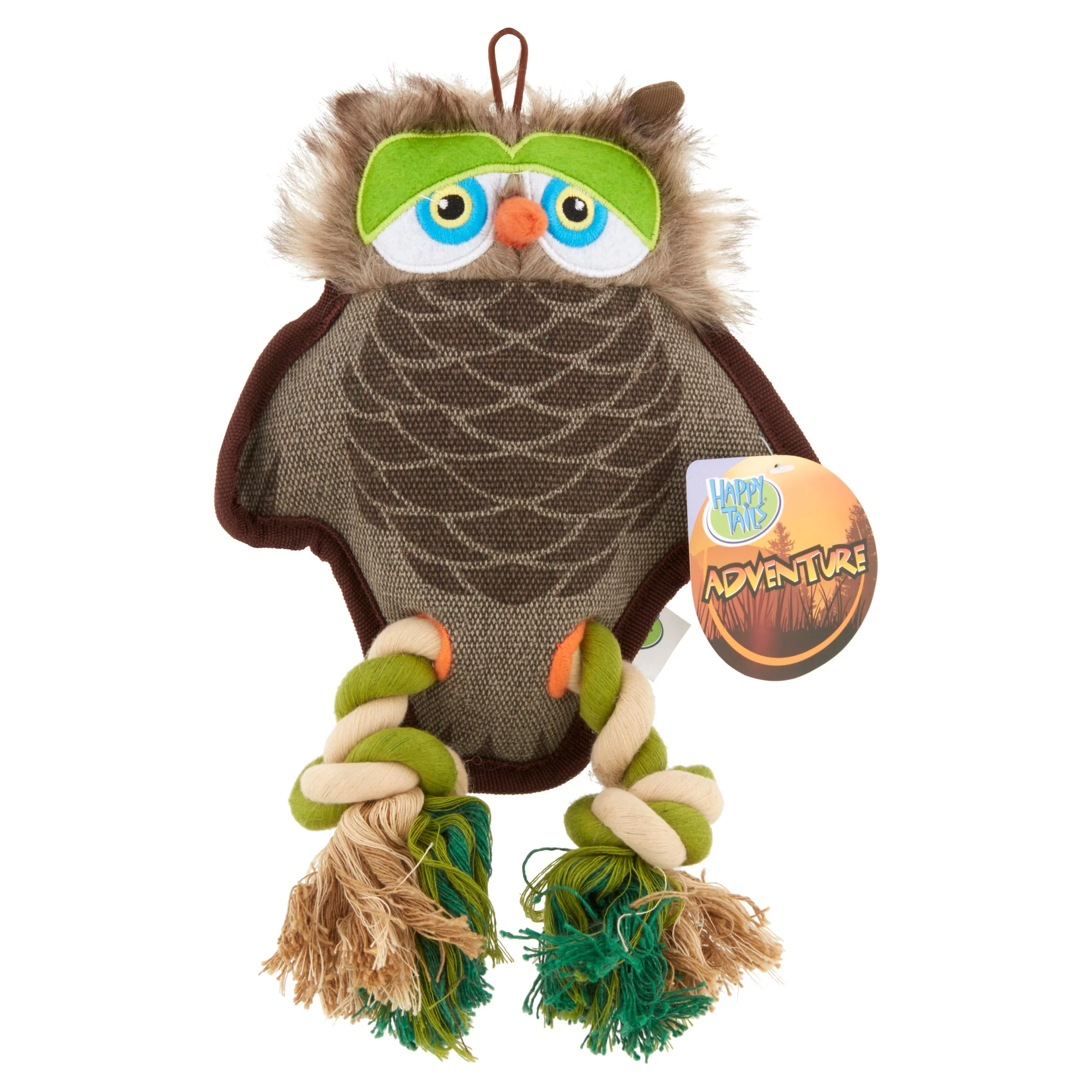 Happy Tails Adventure Canvas Plush Stuffed Owl Dog Toy