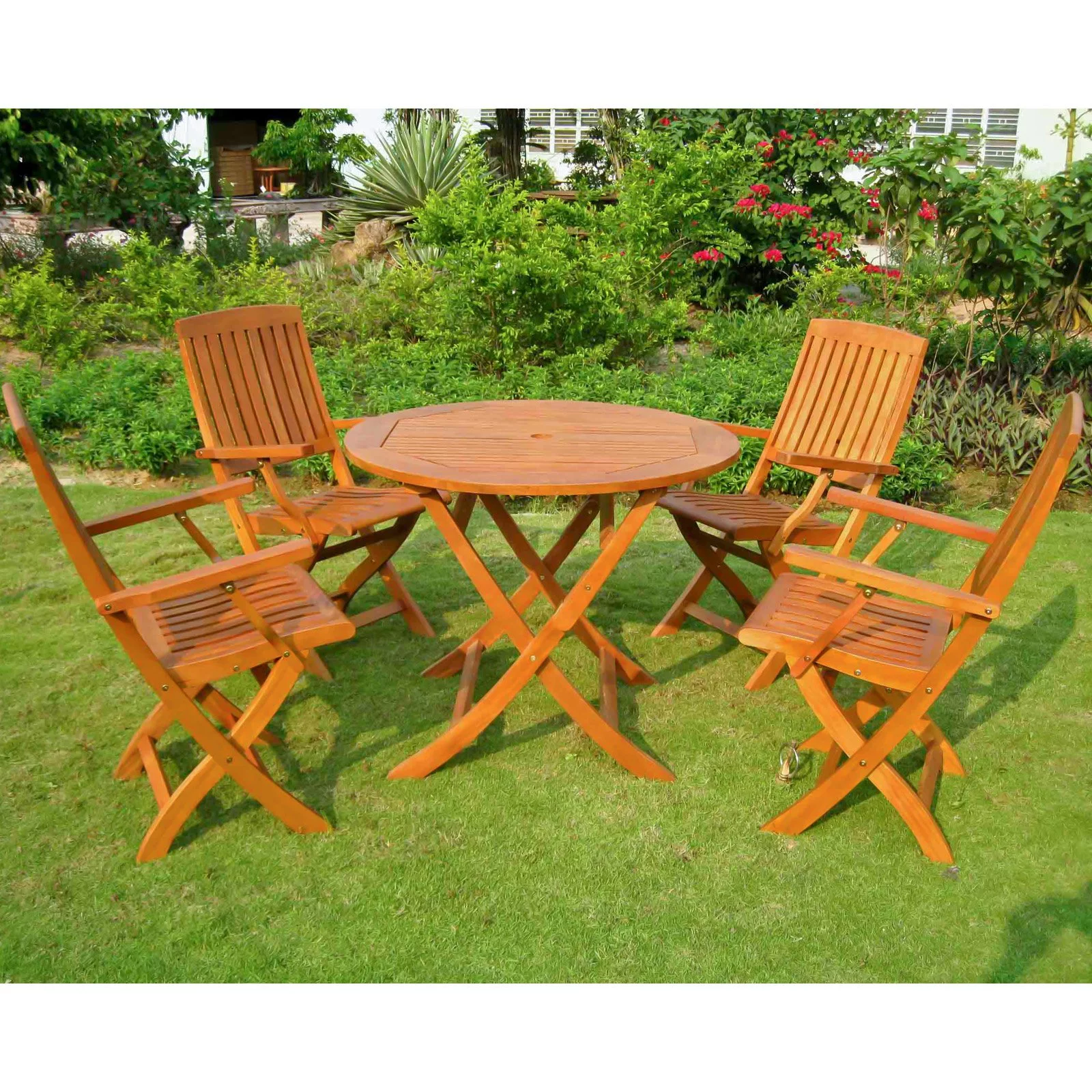 International Caravan Royal Tahiti Antigua Balau Wood 5 Piece Patio Dining Set