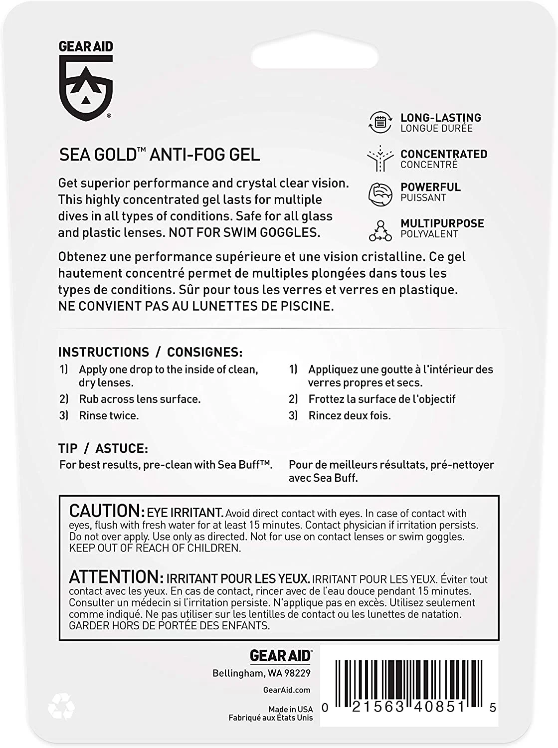 Sea Gold Antifog Gel Dive Mask Care