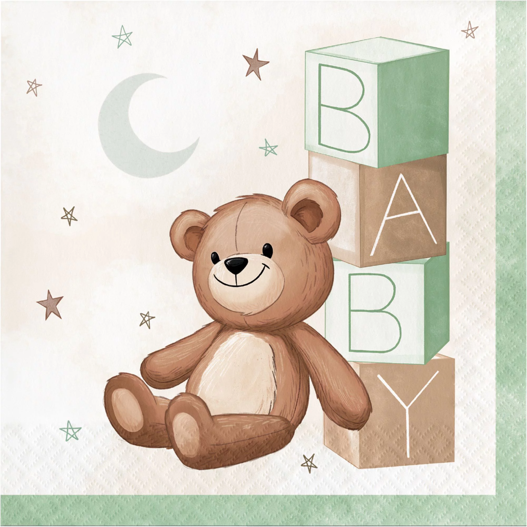 Teddy Bear Baby Shower Plates and Napkins, Serves 16