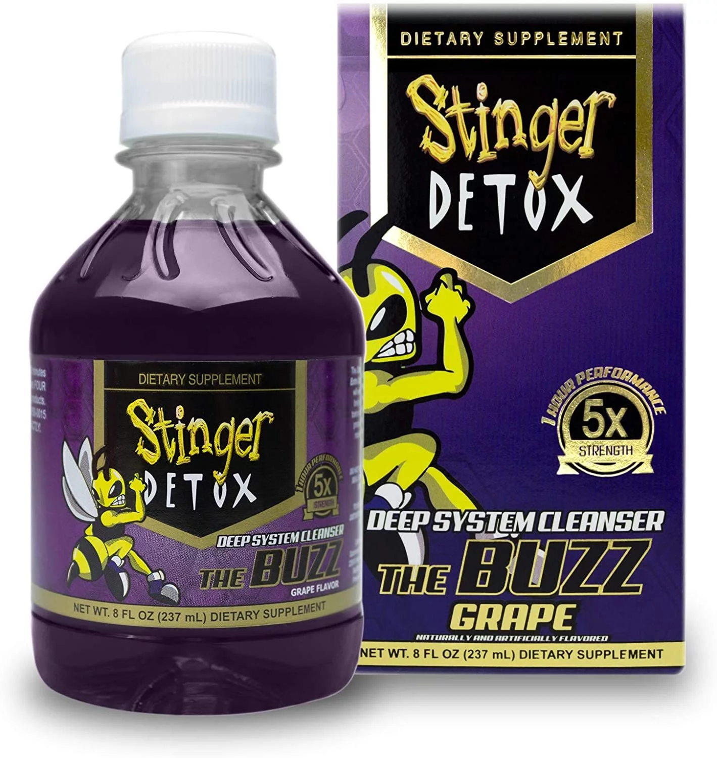 Stinger Detox Buzz 5X Extra Strength Drink – Grape Flavor – 8 FL OZ - 2 Pack