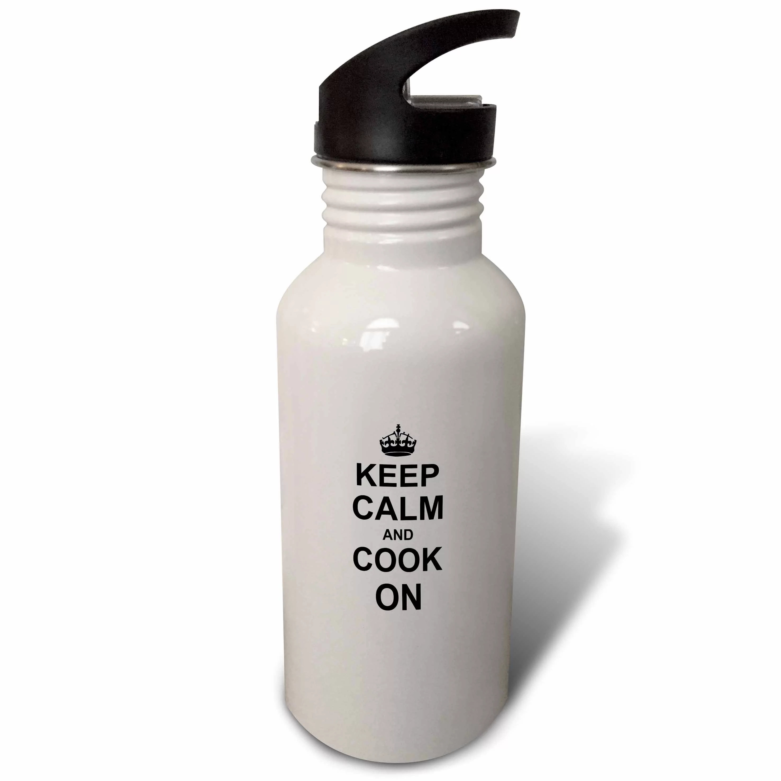 Keep Calm and Cook on - carry on cooking - gifts for chefs - black fun funny humor humorous 21 oz Sports Water Bottle wb-157701-1