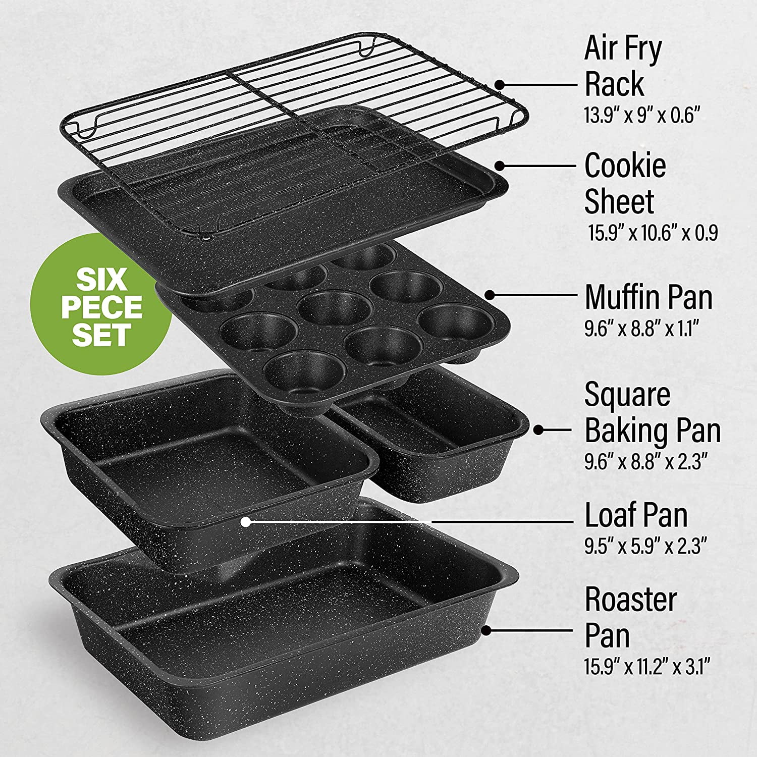 Granitestone Stack Master 6-Piece Mineral and Diamond Infused Non-Stick Space Saving Stackable Bakeware Set