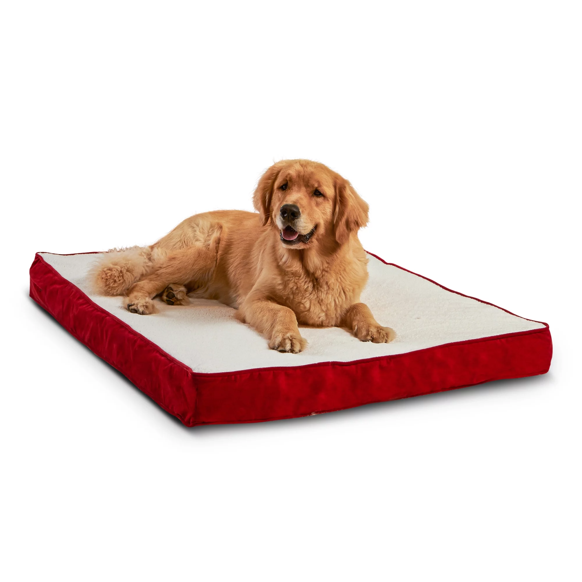 Happy Hounds Oscar Sherpa Orthopedic Dog Bed, Crimson, Large (48 x 36 in.)