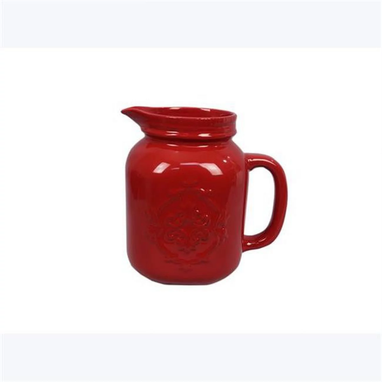 Ceramic Mason Jar Water Pitcher, Red