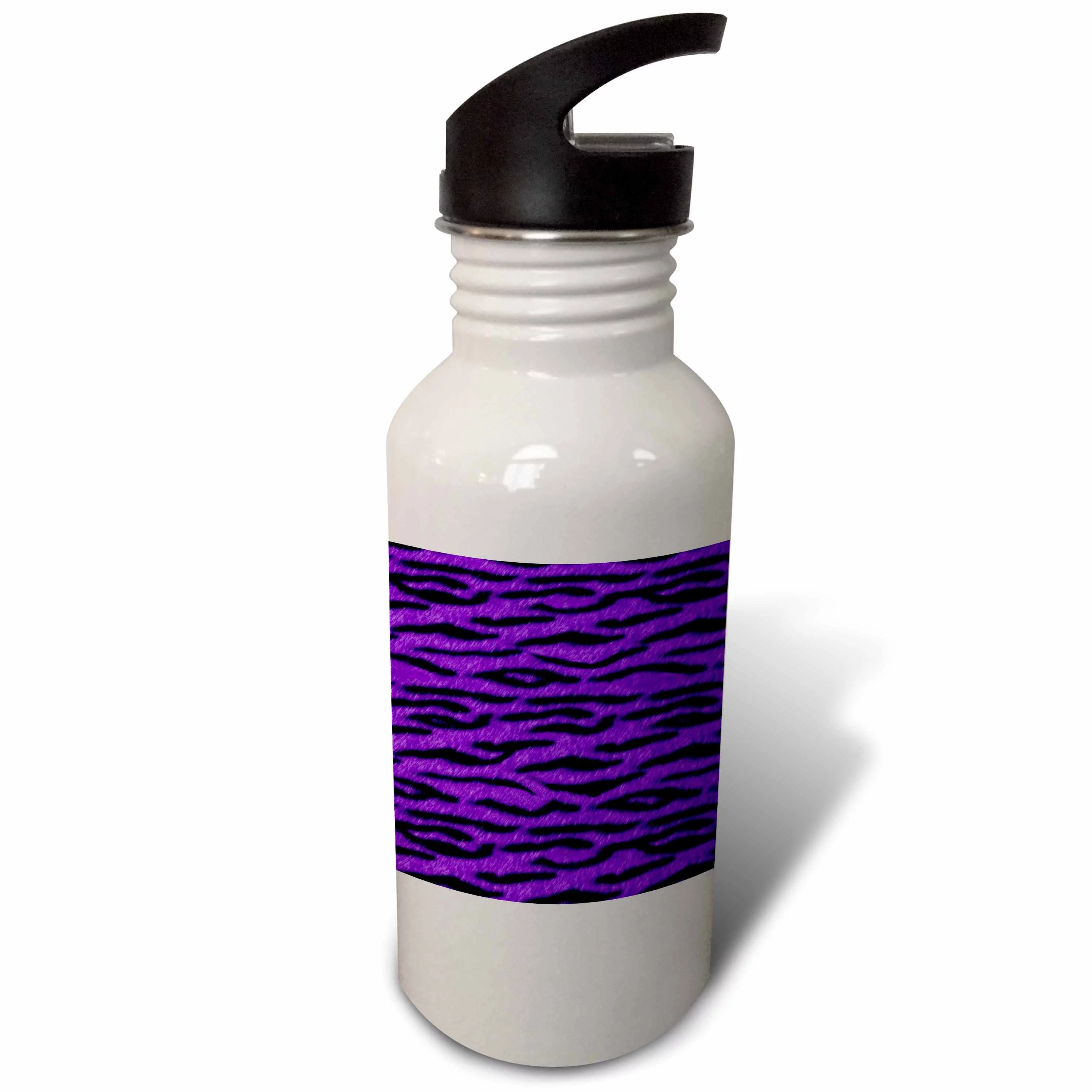 Purple and Black Tiger Animal Print 21 oz Sports Water Bottle wb-20422-1