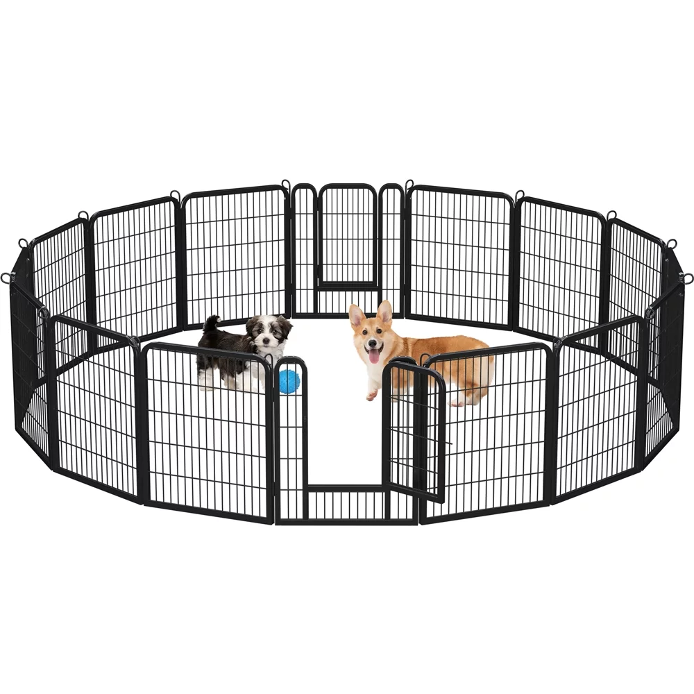 Yaheetech 31.5'' H 16 Panels Dog Playpen, Black