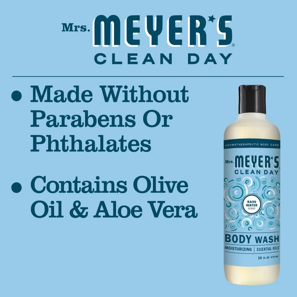Mrs. Meyer’s Clean Day Body Wash, Rain Water Scent, 16 Ounce Bottle (Pack of 3)