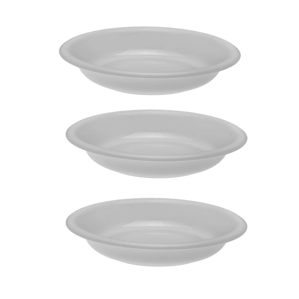 YBM Home Unbreakable Round Deep Plastic Plate 15-Ounce | Tableware Plates BPA-Free, White 3 Pack