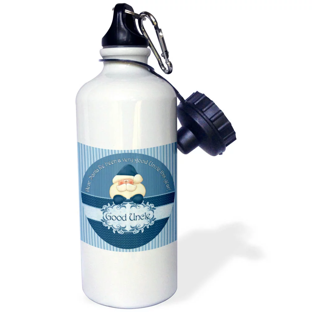 Santa I Have Been a Very Good Uncle This Year in Blue 21 oz Sports Water Bottle wb-38721-1