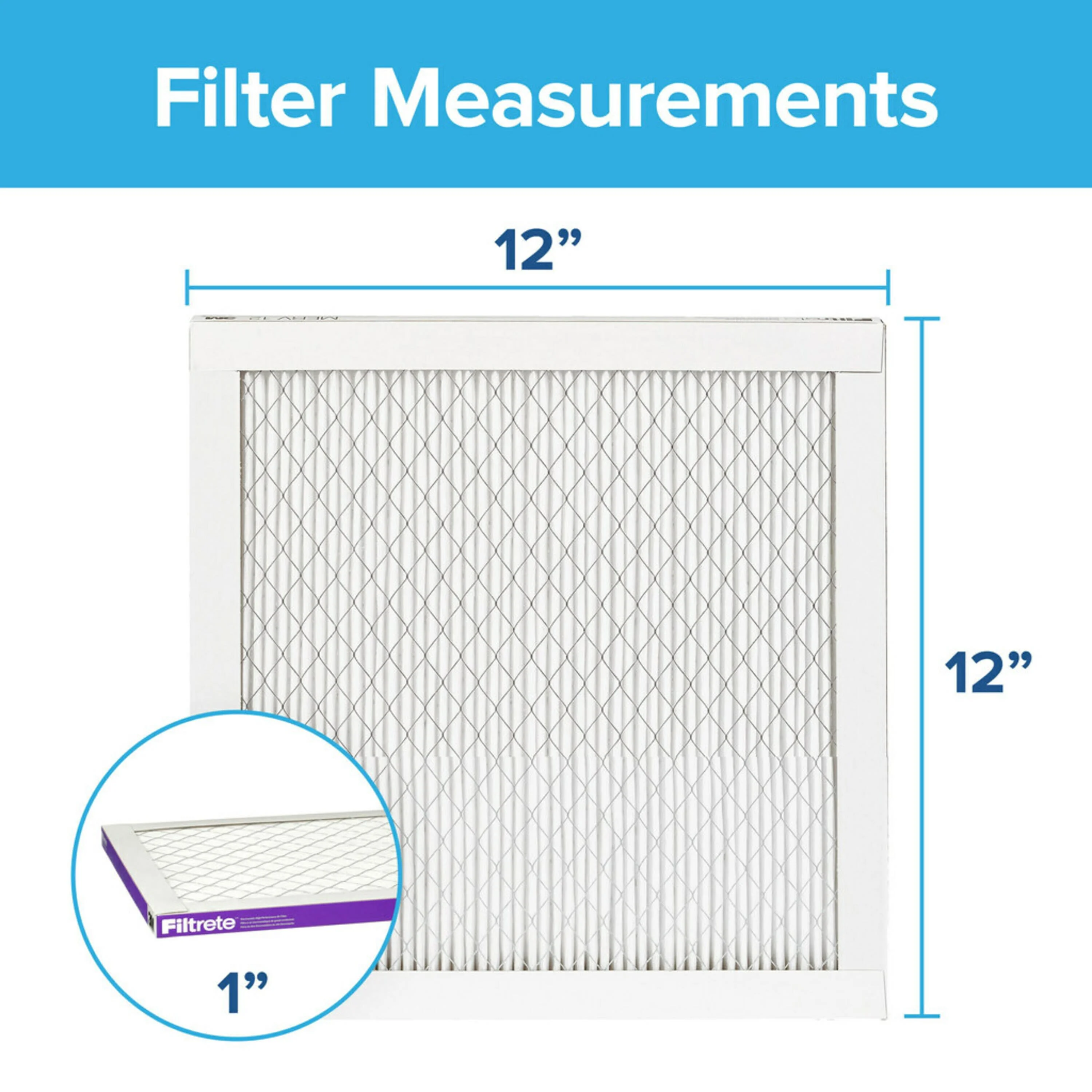 Filtrete 12x12x1 Air Filter, MPR 1500 MERV 12, Advanced Allergen Reduction, 1 Filter