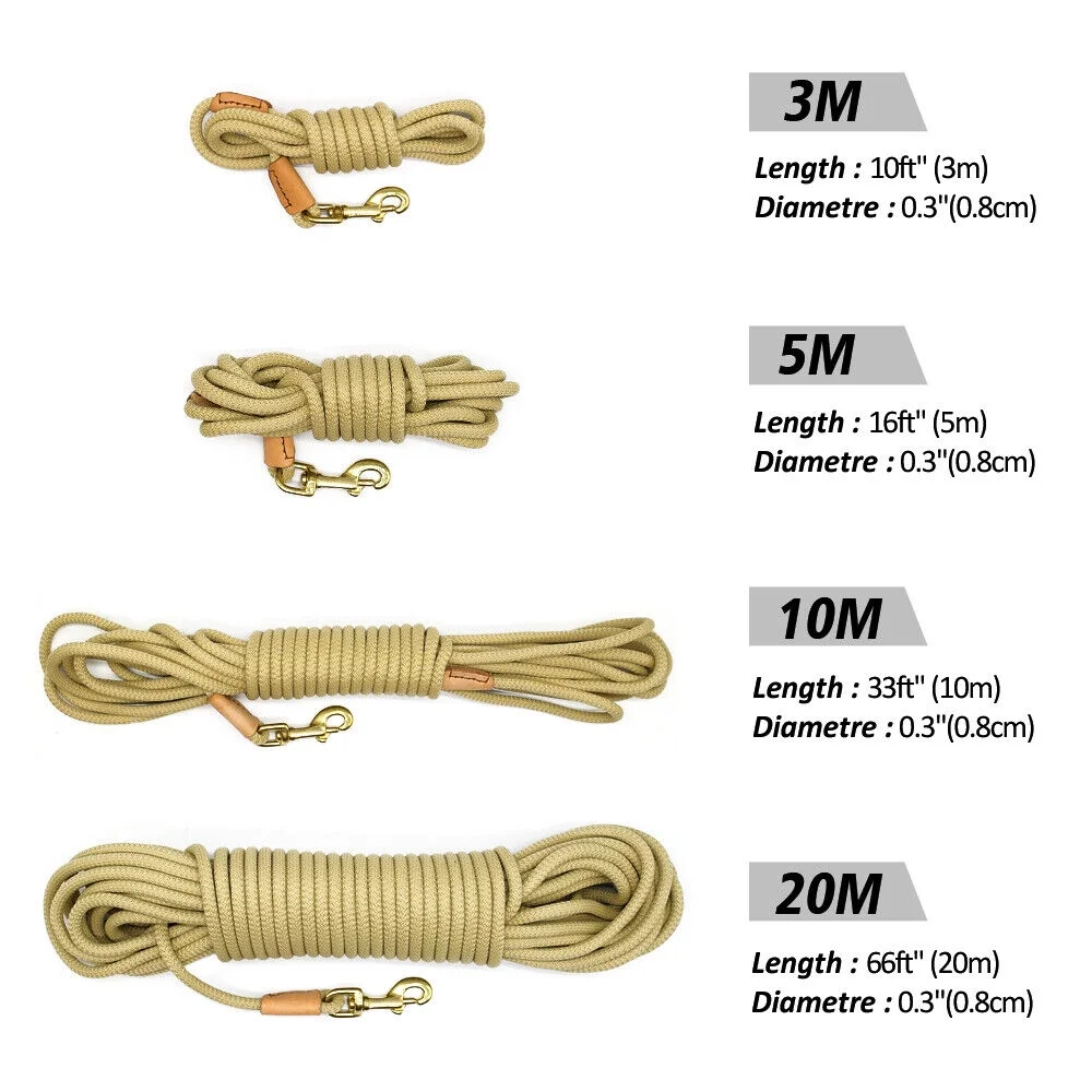 10/16/33/66ft Long Strong Dog Tracking Leash Braided Rope Large Dogs Training