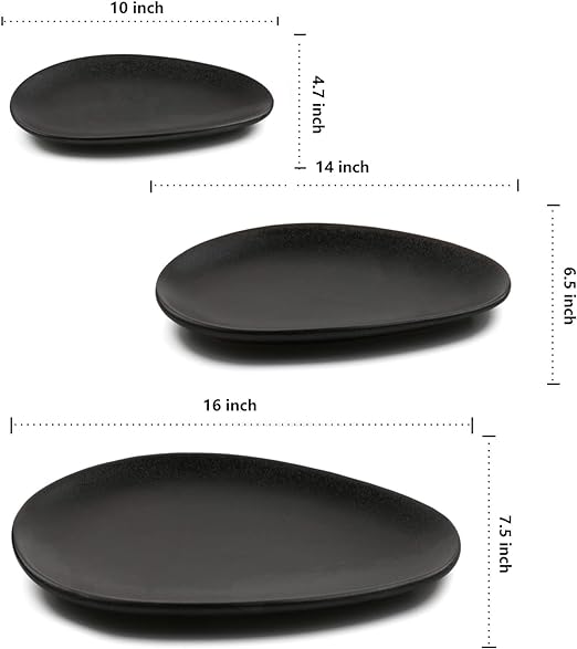 Vicrays 3pcs, Large Oval Serving Platters, Porcelain Serving Platters For Party, BBQ, Stackable Serving Trays Serving Plates For Restaurant, Appetizers, Dessert