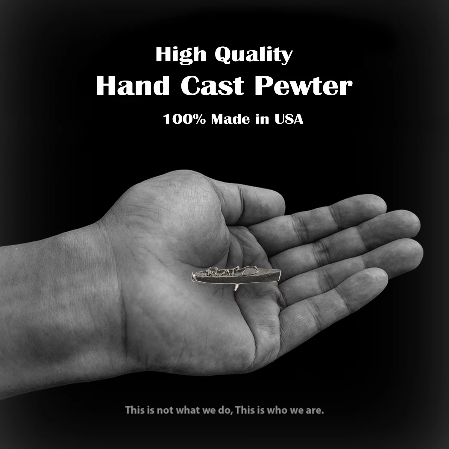 Hobie Fishing Kayak, Pewter, Hat, Lapel, Brooch, Pin, Pins, Made in USA, Over 50 Boating, Fishing Designs Available, Creative Pewter Designs. A018