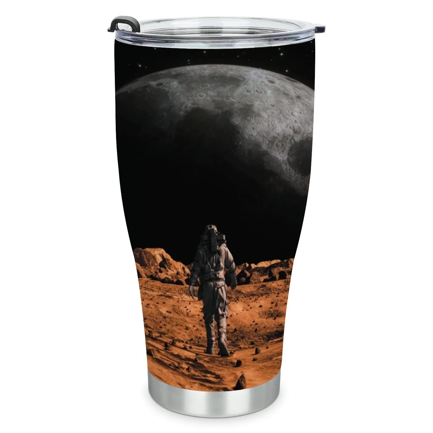 Hidove Stainless Steel Tumbler, Astronaut on The Mars Looking at The Planet 30oz Leak Proof & Stainless Steel Bottle for Hot & Cold Drinks - Coffee Travel Mug, Water Metal Canteen, Thermal Cup