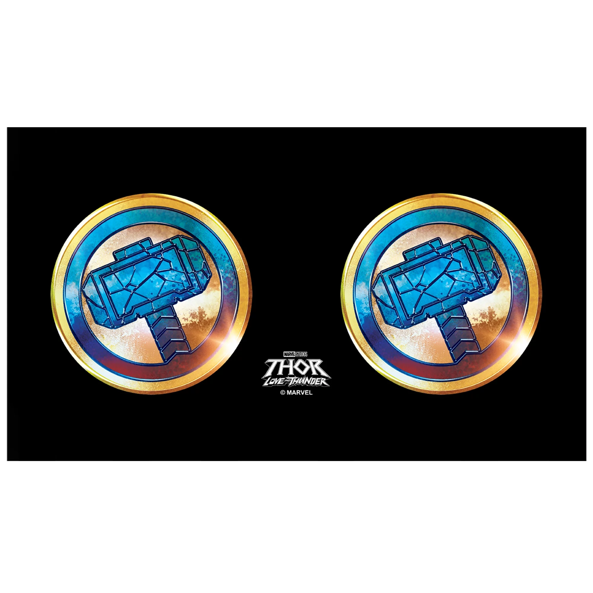 Marvel: Thor: Love and Thunder Cracked Mjolnir Emblem  Stainless Steel Water Bottle Black 17 oz.