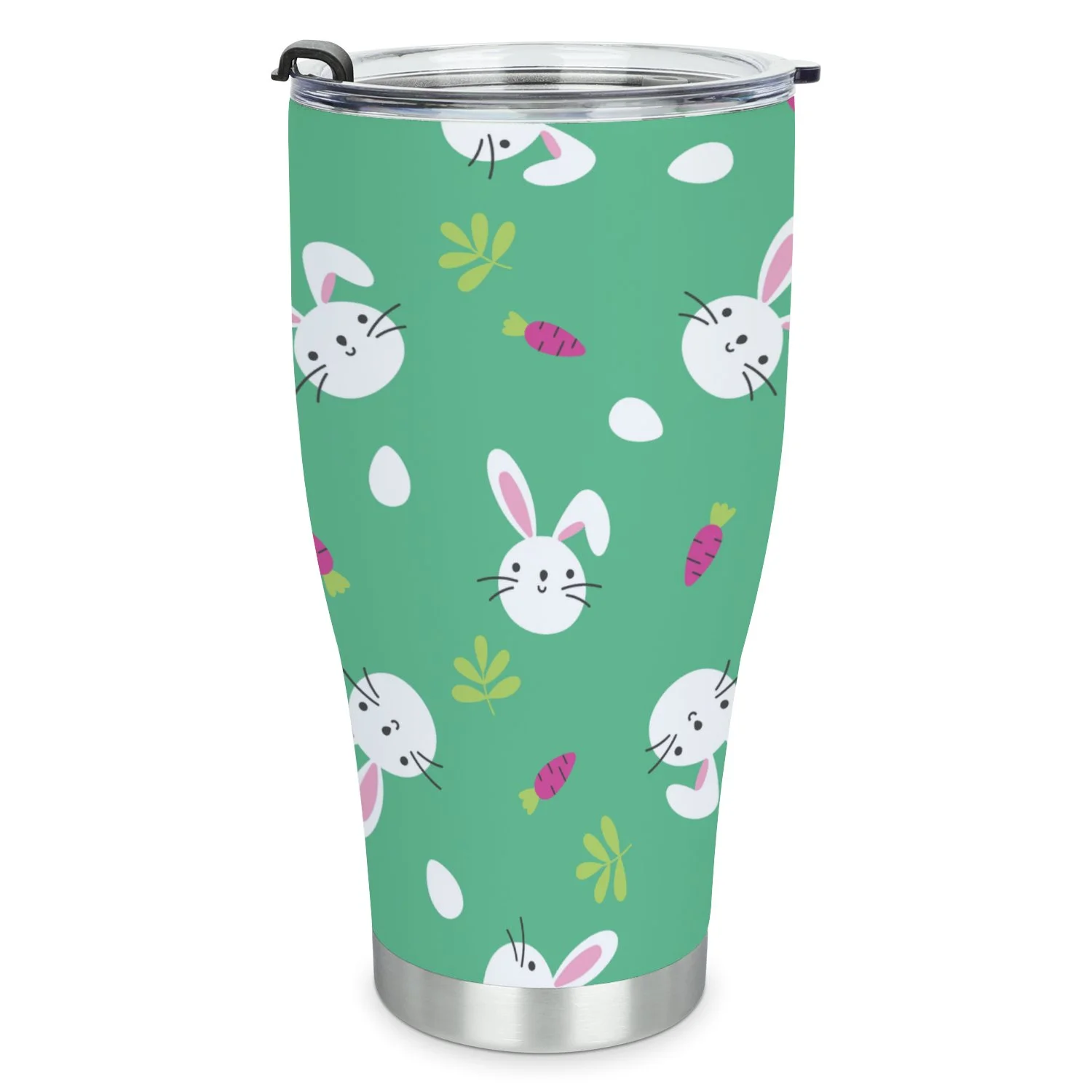 Hidove Stainless Steel Tumbler, Seamless Pattern with Cute White Rabbits 30oz Leak Proof & Stainless Steel Bottle for Hot & Cold Drinks - Coffee Travel Mug, Water Metal Canteen, Thermal Cup