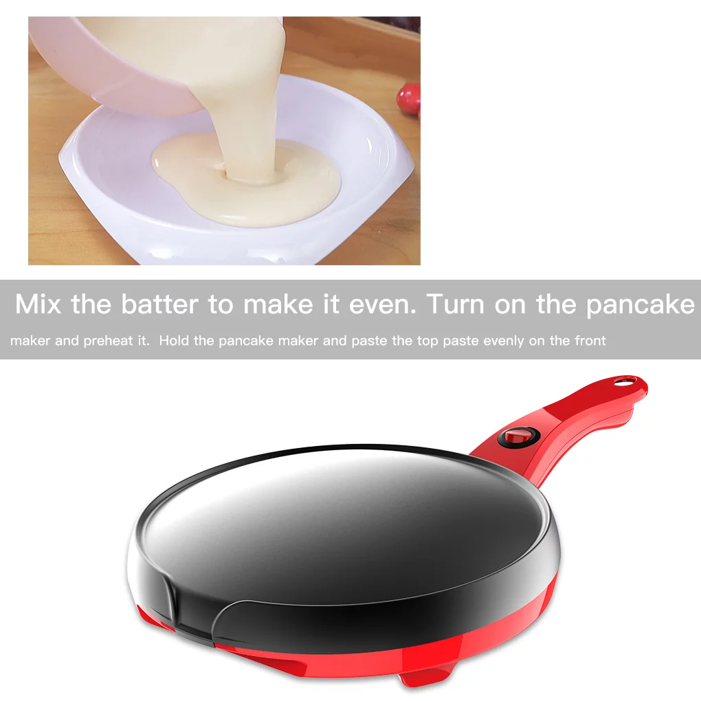 Crepe Maker Non-Stick Pancake Pan Household Electric Griddle with Handle Hook
