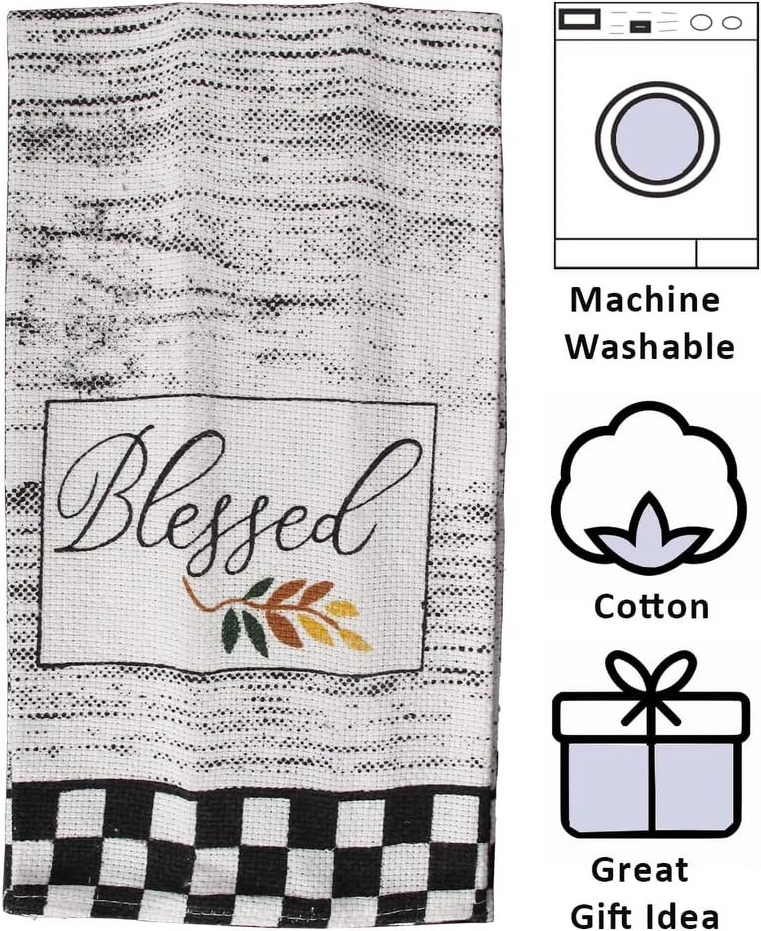 Blessed Buffalo Plaid Kitchen Towels Set With  Placemats Oven Mitt Pot Holder White Black Dish Towels Blessed Kitchen Gift Set 8 Pieces