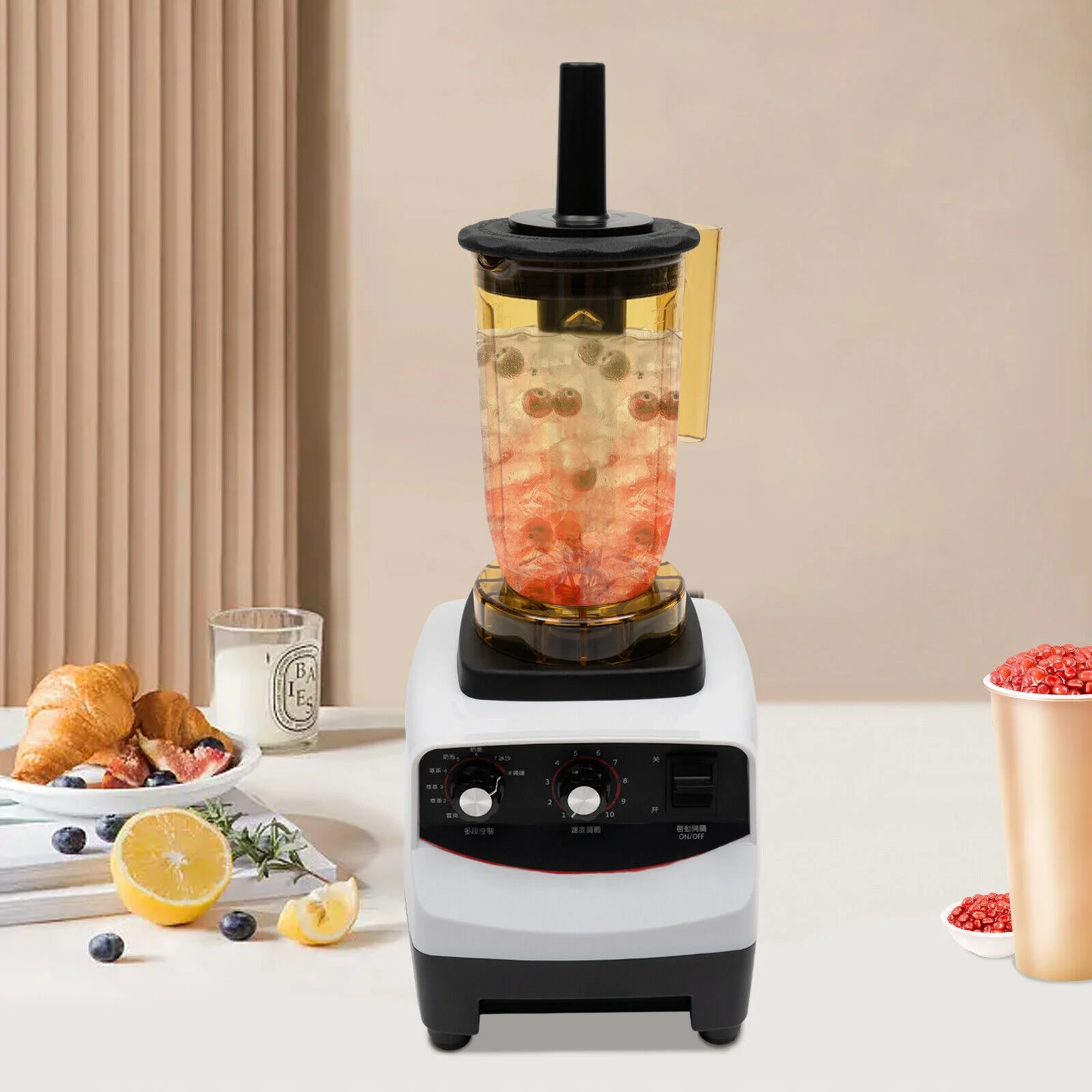 Miumaeov Tea Brewing Machine with Pure Copper Motor and Adjustable Speed Bubble Tea Machine Multi-fuction Food Blender with 4 Cups 1800W 30000r/min