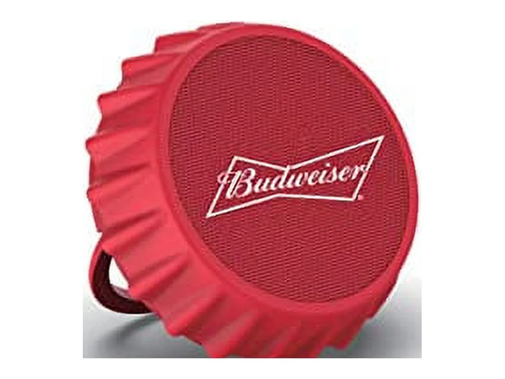 Budweiser Bluetooth Bottle Cap Speaker with Color Changing Lights - Wall Mounting Speaker - Kick Stand Speaker - FM Radio -