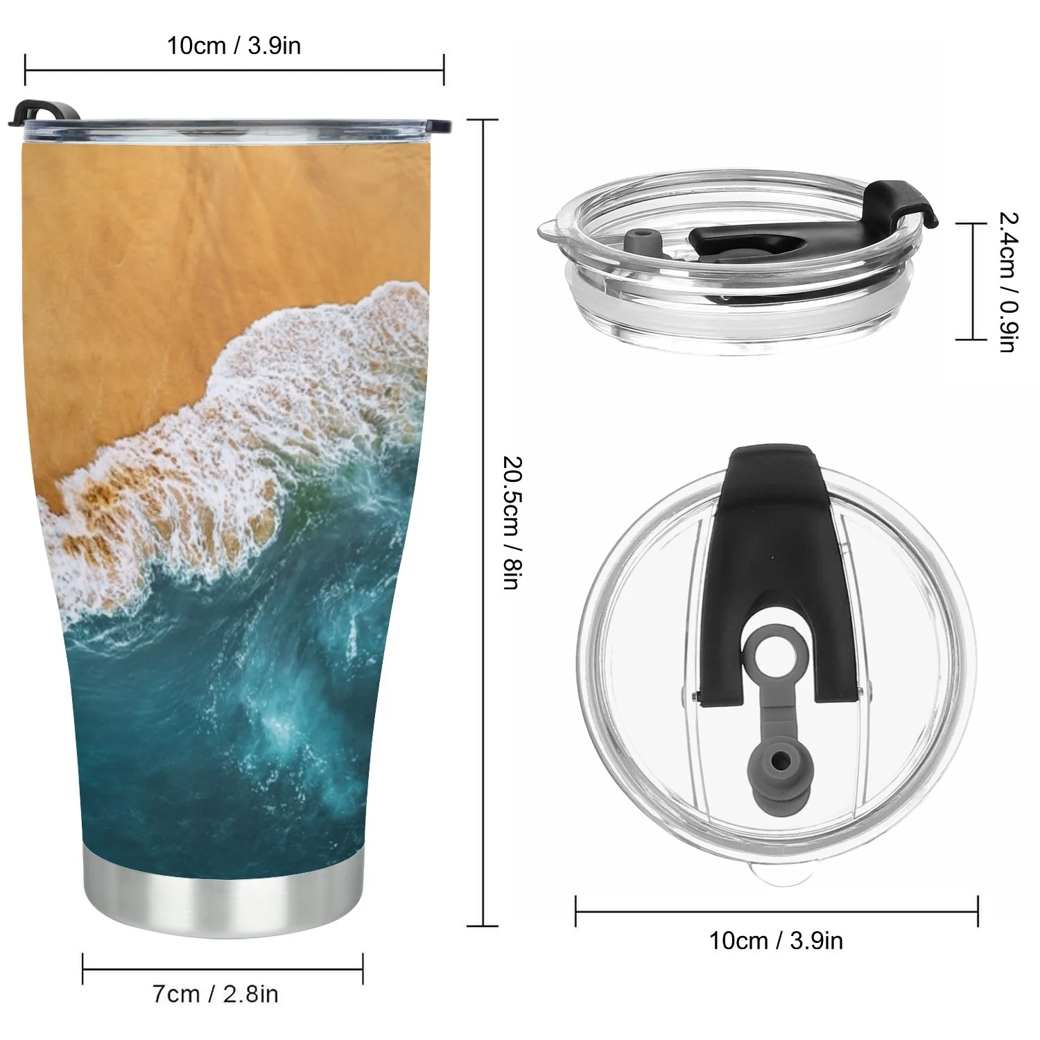 Hidove Stainless Steel Tumbler, Sandy Beach 30oz Leak Proof & Stainless Steel Bottle for Hot & Cold Drinks - Coffee Travel Mug, Water Metal Canteen, Thermal Cup