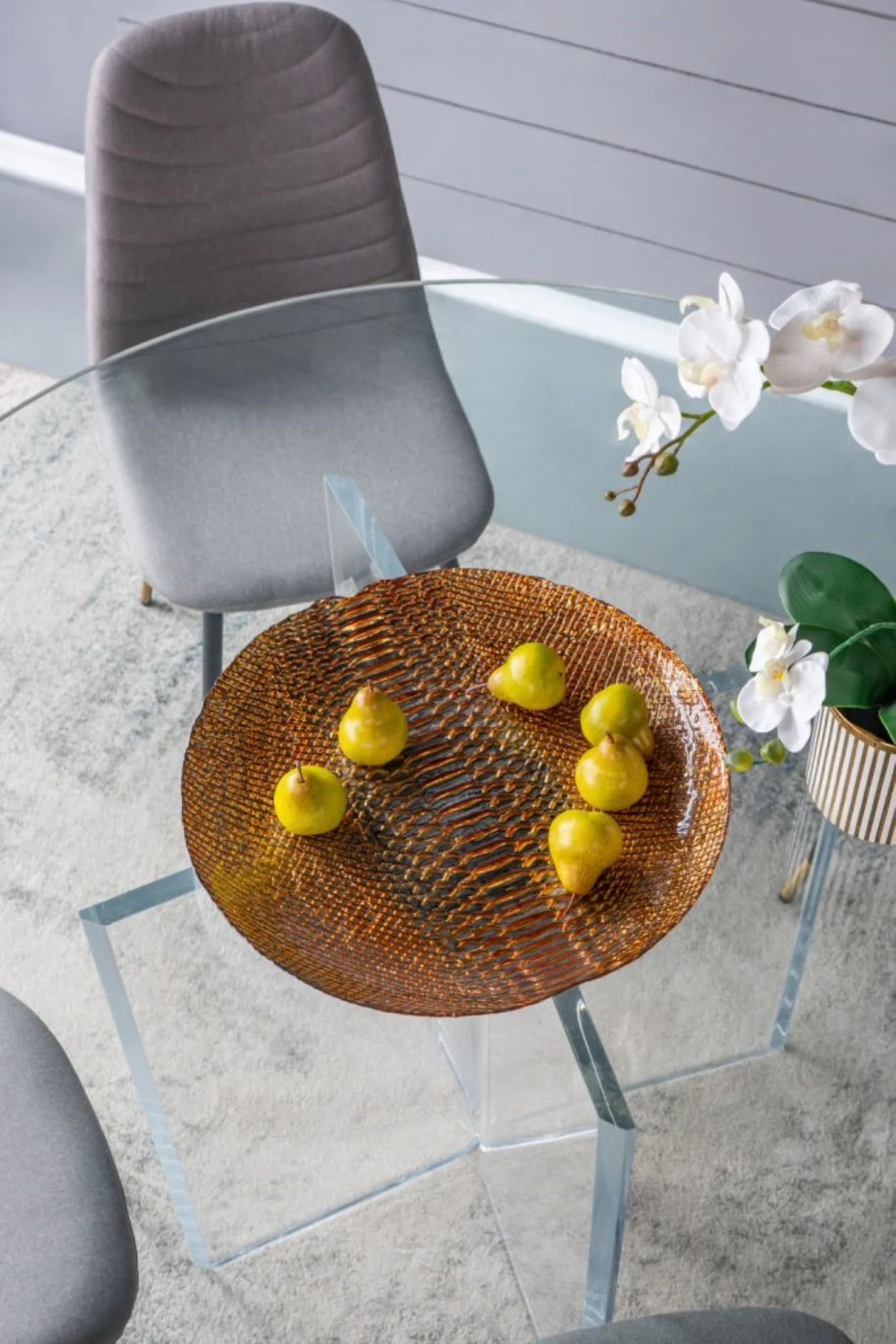 CC Home Furnishings Crocodile Print Glass Charger - 19