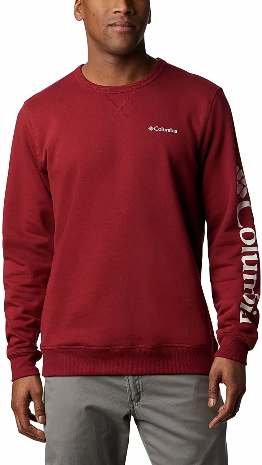 Columbia Mens Logo Fleece Crew Red Jasper/White XX-Large