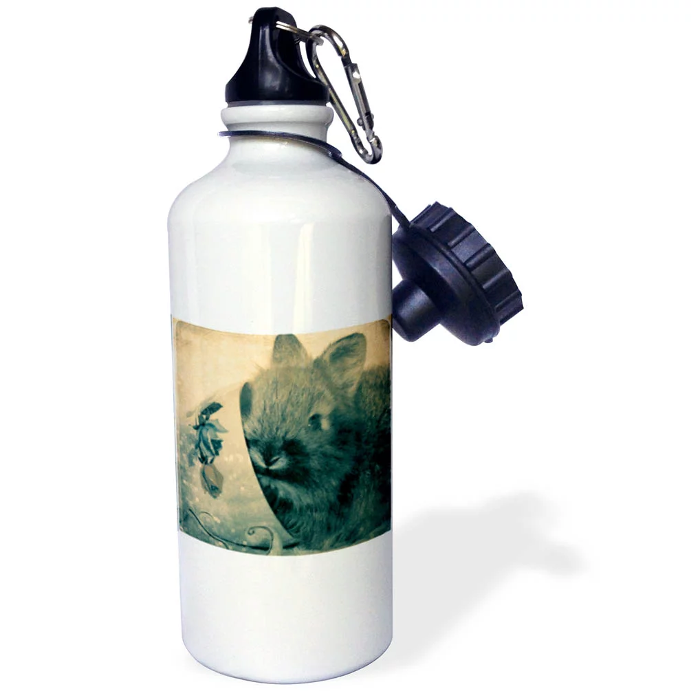 Lionhead Bunny and Teacup Digital Art by Angelandspot 21 oz Sports Water Bottle wb-11408-1