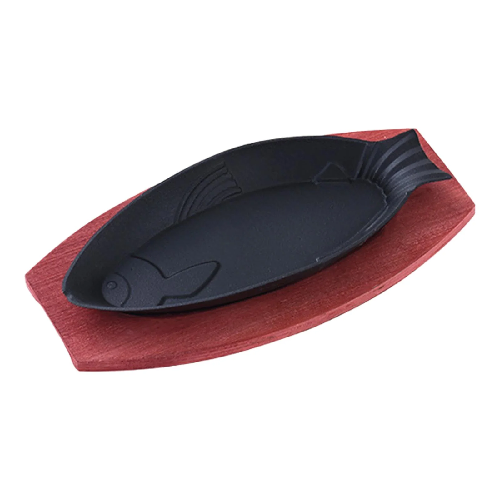 Tongina Steak Fry Plate BBQ Grilling Pan Shaped Baking Tools Cast Iron Fajita Pan Steak Serving Plate for Home Stovetops Cooking B