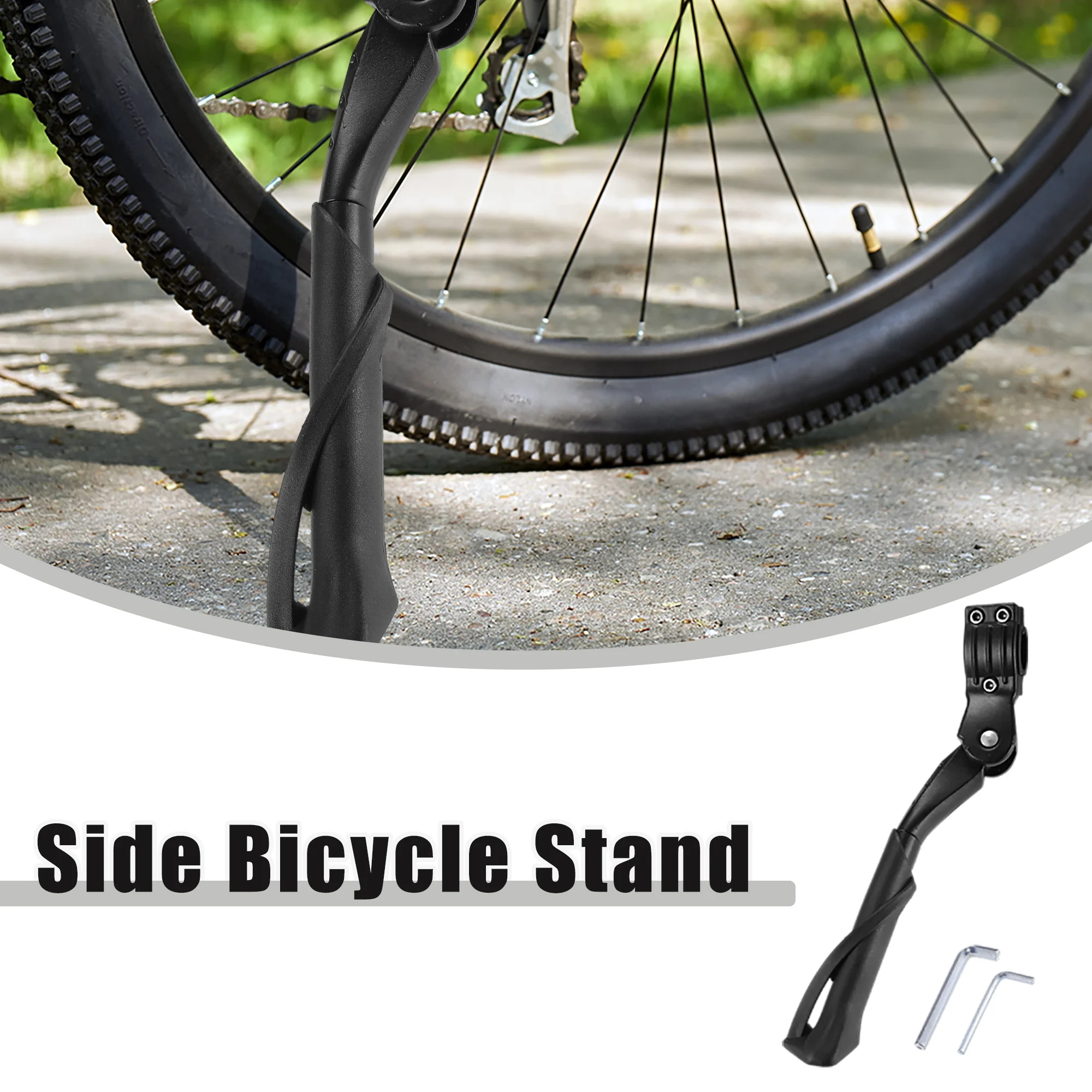 Unique Bargains 1 Set Fit 20-22 Inch Bicycles Adjustable Bicycle Stand w/ Central 3 Holes Non-Slip Side Stand Kickstand