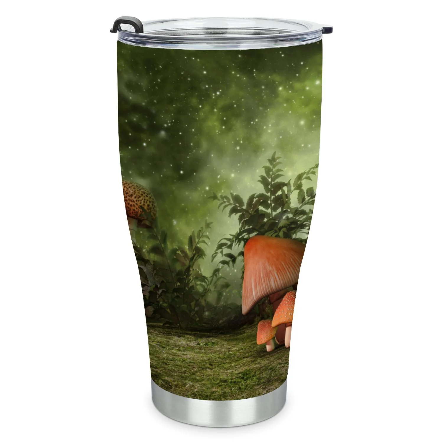 Hidove Stainless Steel Tumbler, Fantasy Scenery with Mushrooms 30oz Leak Proof & Stainless Steel Bottle for Hot & Cold Drinks - Coffee Travel Mug, Water Metal Canteen, Thermal Cup