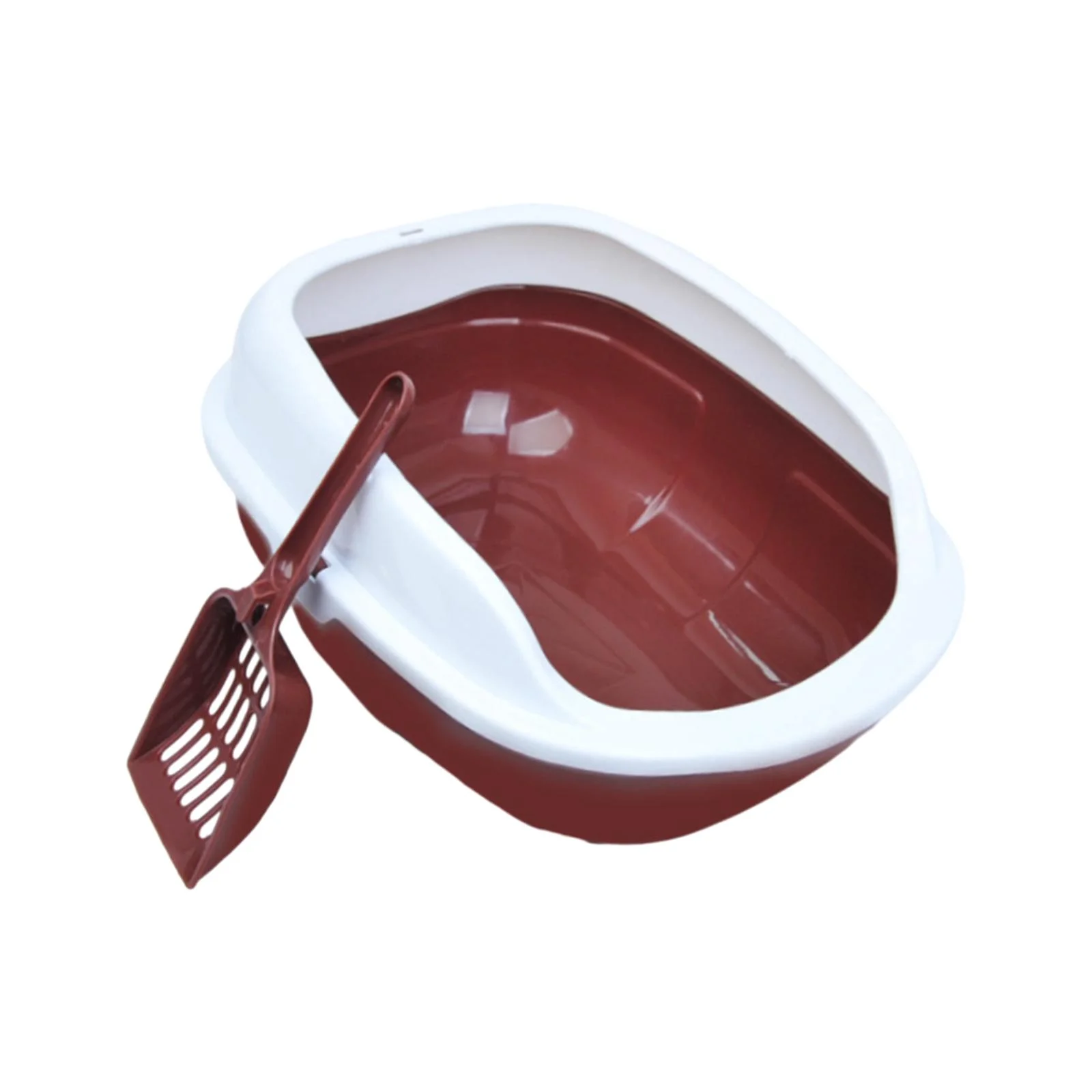 TOOYFUL Open Top Pet Litter Tray, Cat , Kitten Potty Toilet for All Kinds of Cat Litter Portable Cat Potty with High Side Coffe