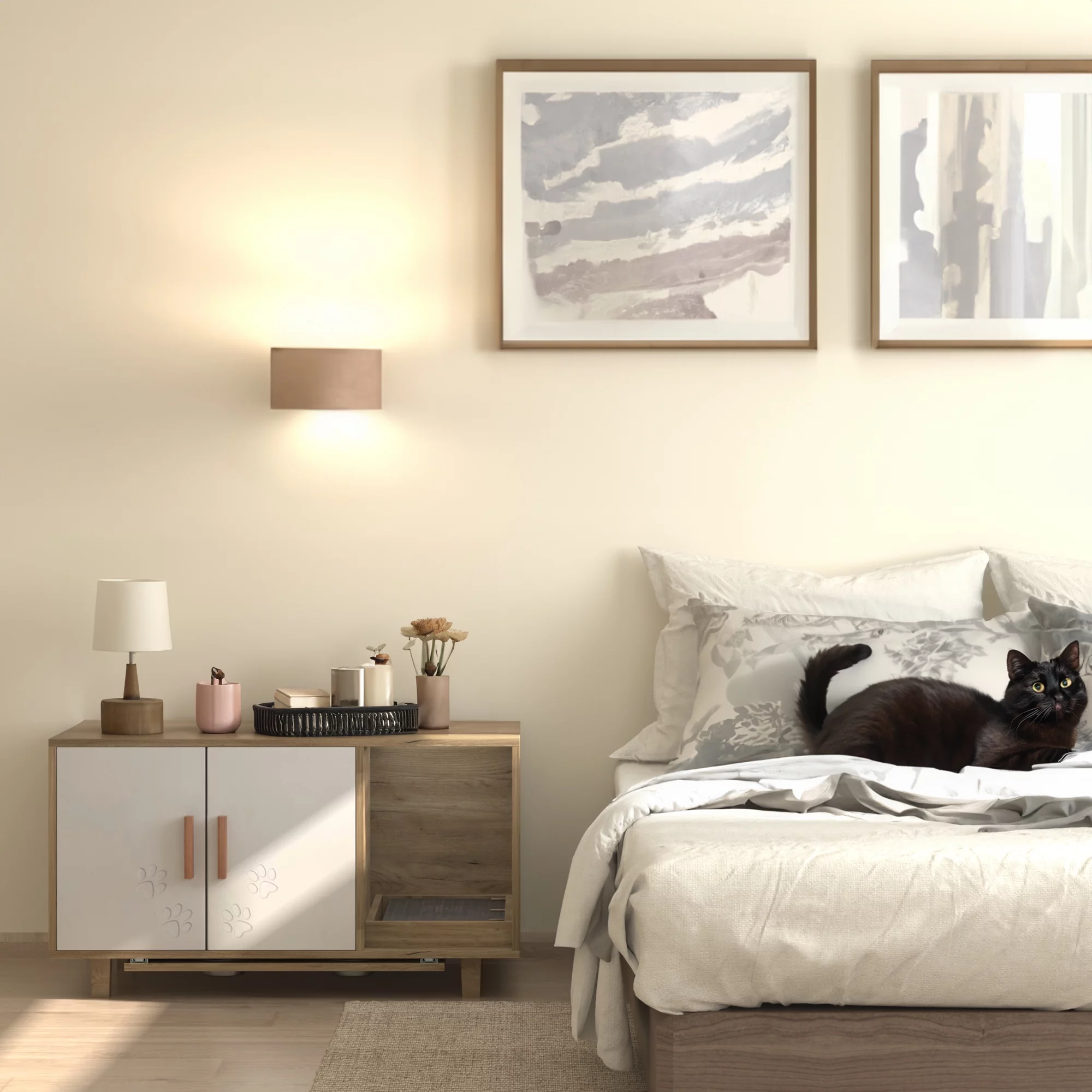 Cat Litter Box Enclosure with Storage - Modern Cat Furniture