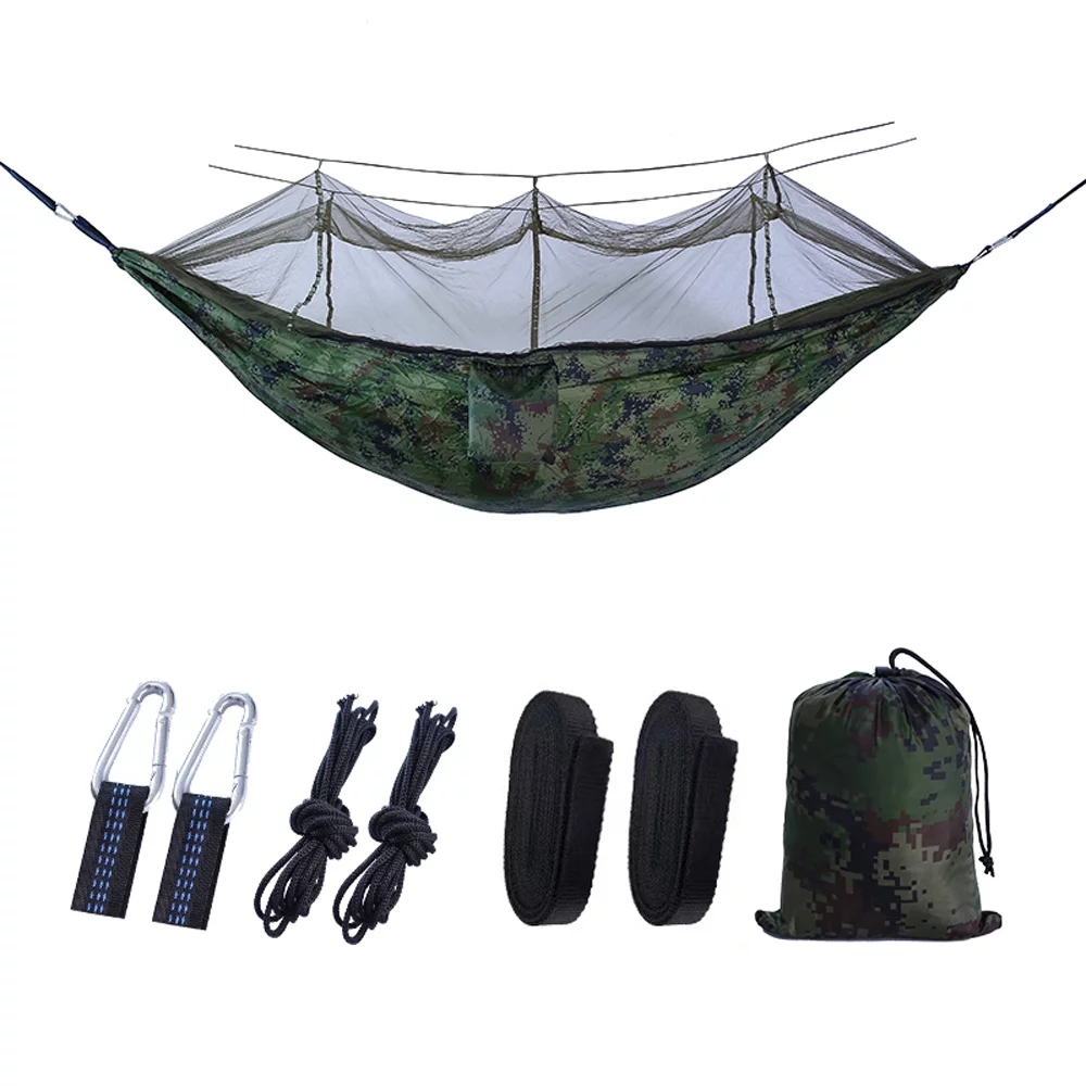 TOMSHOO Quick-opening Hammock with Mosquito Net - Portable Camping Hammock, Nylon Hammock for Outdoor Travel and Leisure