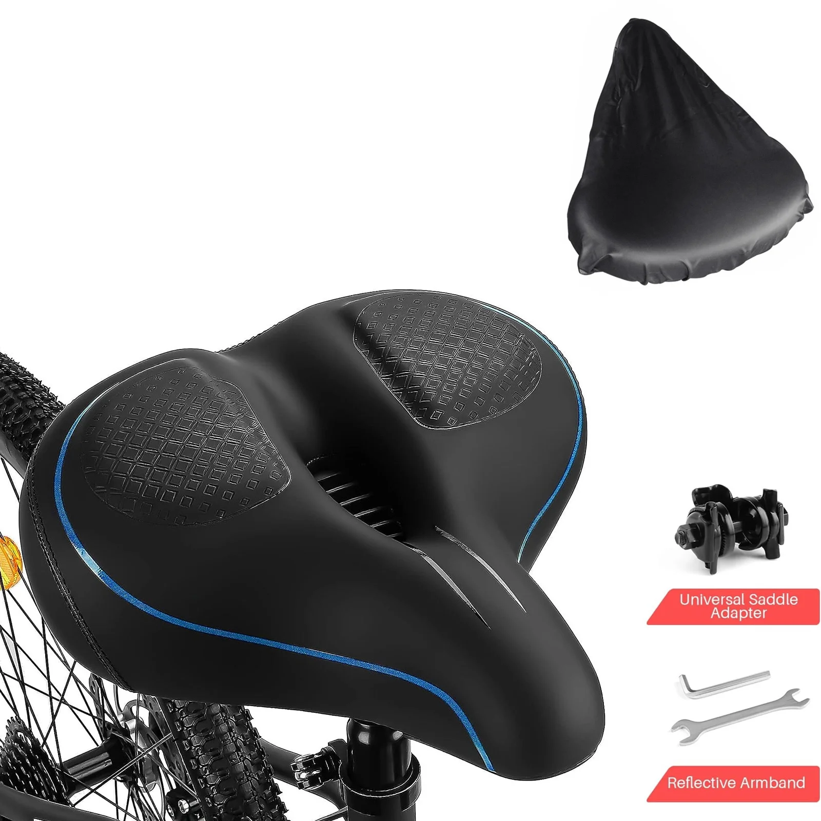 OWSOO Breathable Comfortable Bike Seat Widen Saddle with Absorbing Ball for Enhanced Riding Experience